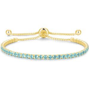 Gold-Mar-Aquamarine Sterling Silver Birthstone 2.5mm Tennis Bolo Bracelet